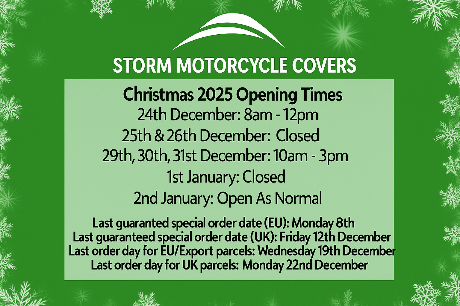 Christmas 2025 Opening Times